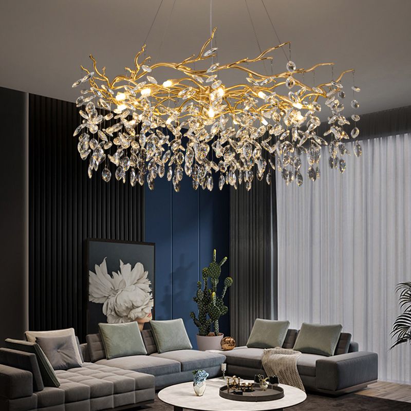 Kristy Lustre Branche Moderne Cristal/Métal Doré Salon