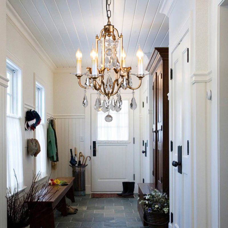 Silva Vintage LED Suspension Laiton Métal Cristal Salon Chambre à coucher