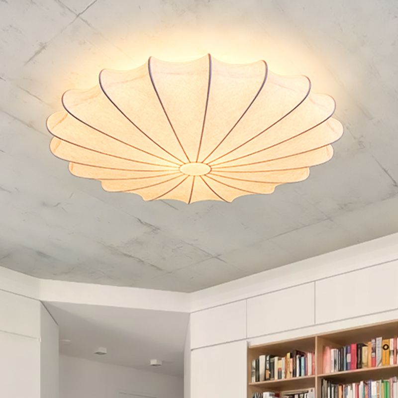 Ritta Ronde Moderne LED Plafonnier Blanc Tissu Salon Chambre à coucher
