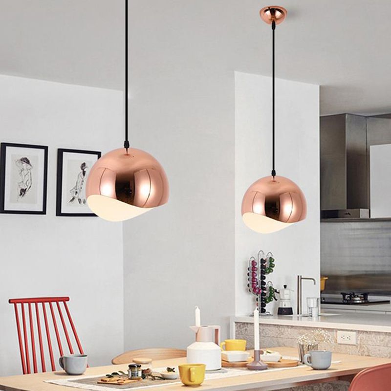 Arisha Luminaires Suspensions Dôme Moderne Métal Noir/Rose Rouge/Chromé Salon