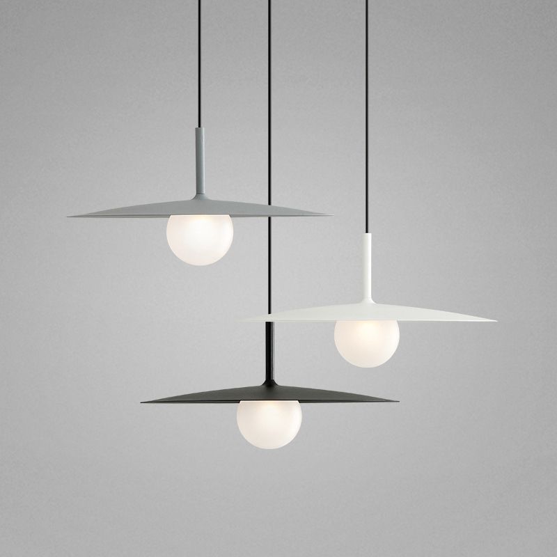 Arisha Suspension Dôme Moderne, Métal /Verre, Noir/Blanc/Grise, Chambre