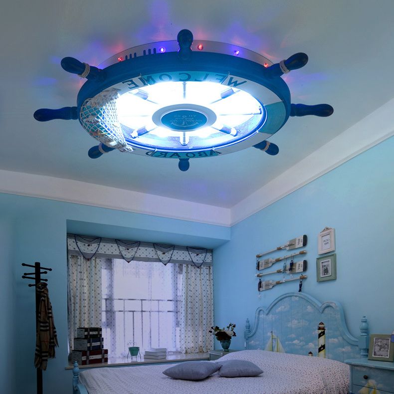 Arisha Moderne LED Plafonnier Blanc/Bleu Métal Salon Chambre à coucher