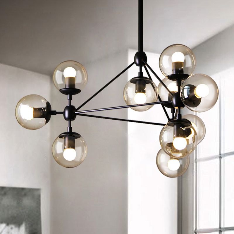 Valentina Lustre Industriel, Metal/Verre, Noir, Chambre