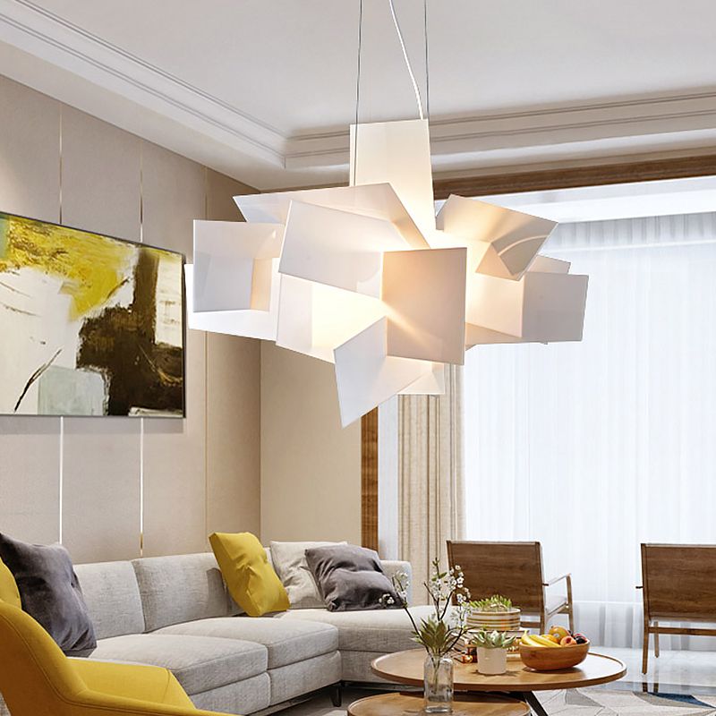 Ritta Art LED Suspension Blanc Rouge Métal Acrylique Salon