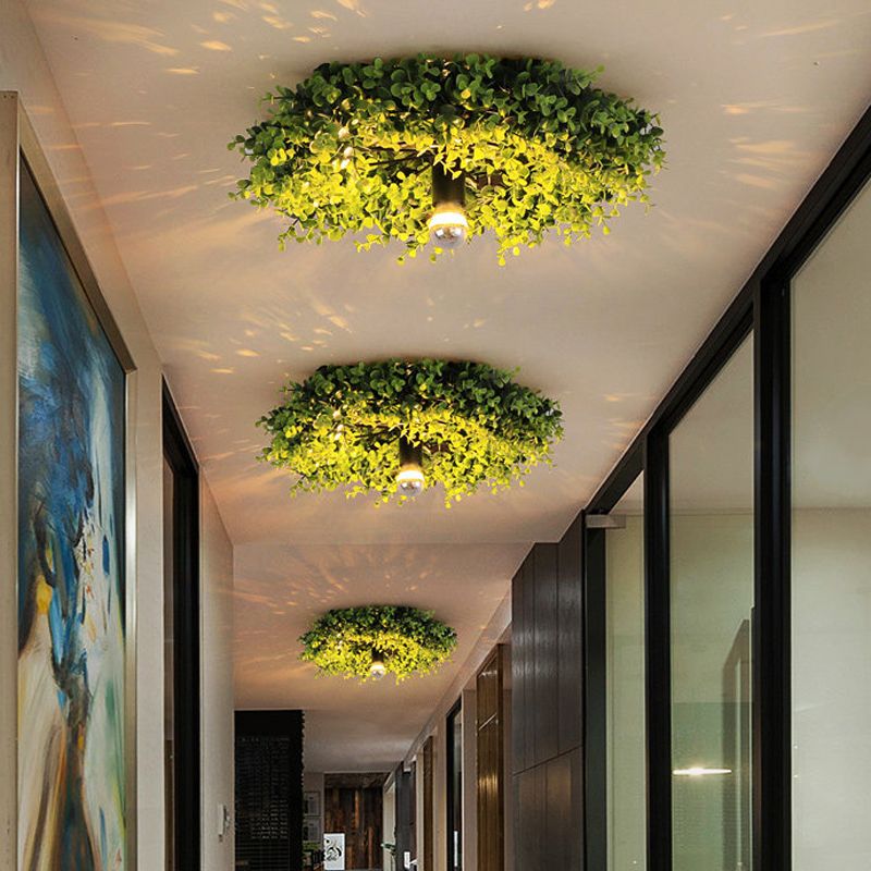 Ritta Plafonnier Touffe d'Herbe Vintage, Herbe Artificiel, Vert, Salon
