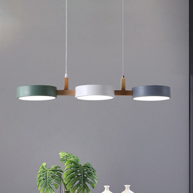Valentina Suspension Anneau Moderne, Bois/Métal, Blanc/Gris/Vert, Salon