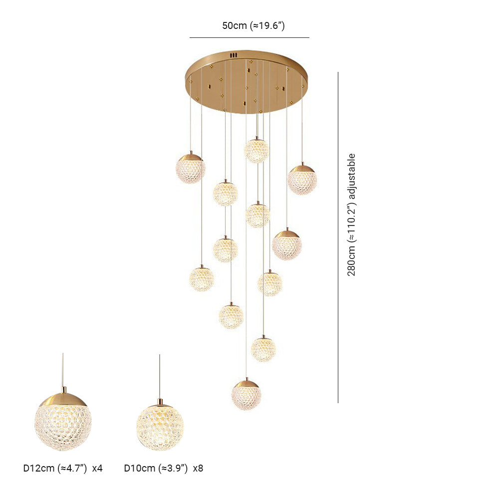 Arisha Luminaires Suspensions Multi/Bulle Moderne Métal/Acrylique Doré Chambre à Coucher