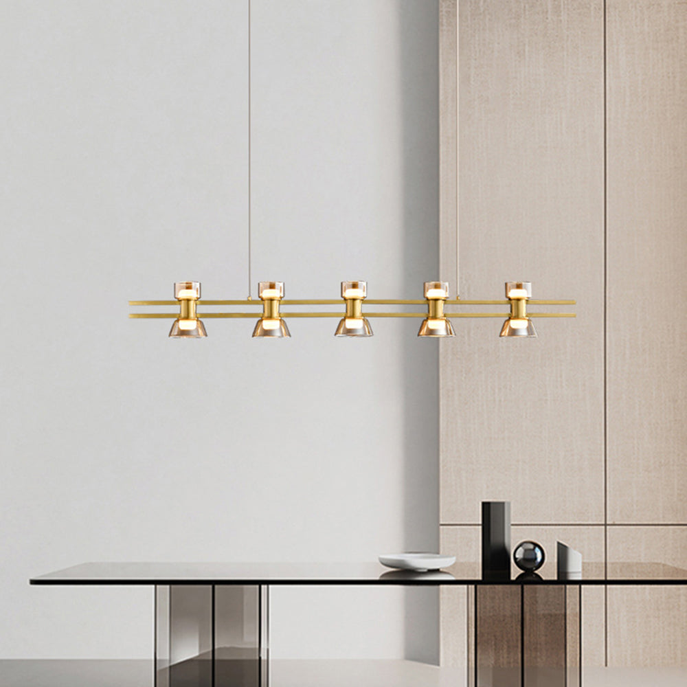 Arisha Suspension Linéaire Simple, Cuivre/Verre, Noir/Or, Salle de Bain/Chambre