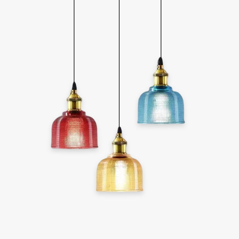 Valentina Vintage Luminaires Suspension, Bleu/Rouge/Transparent/Ambre