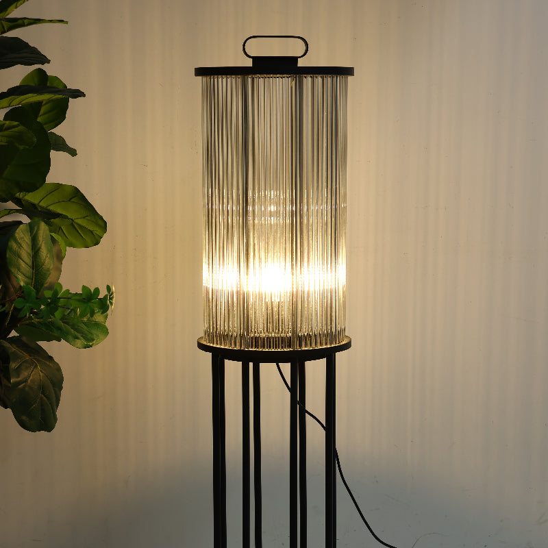 Ray Lampadaire Cylindre Simple, Métal/Verre, Gris, Jardin