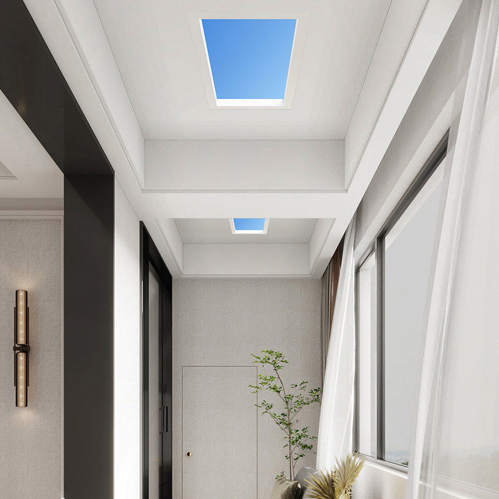 Ray Plafonnier Rectangle Moderne, Métal/Verre, Bleu, Salon
