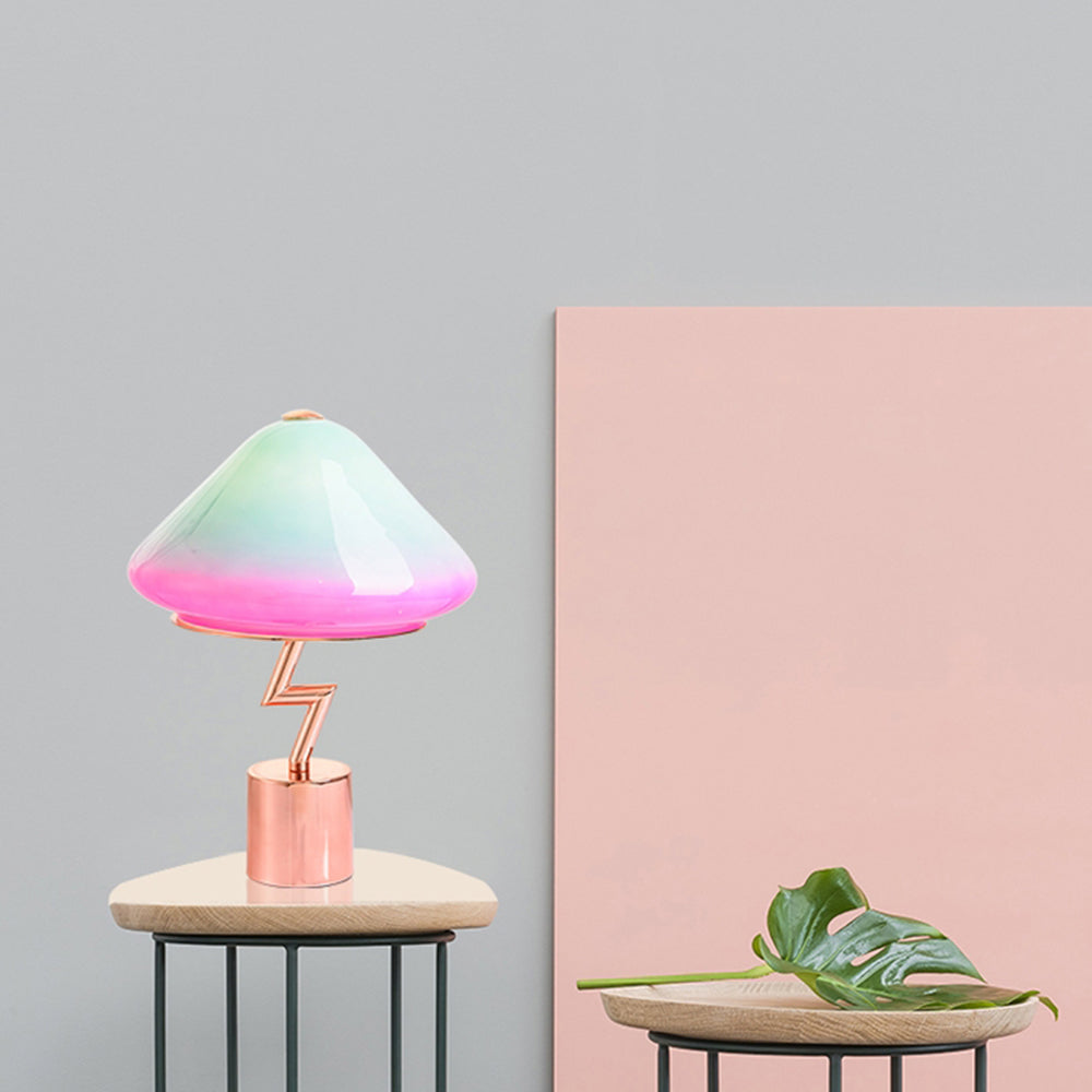 Valentina Lampe de Table Champignon Moderne, Verre/Métal, Coloré, Salon