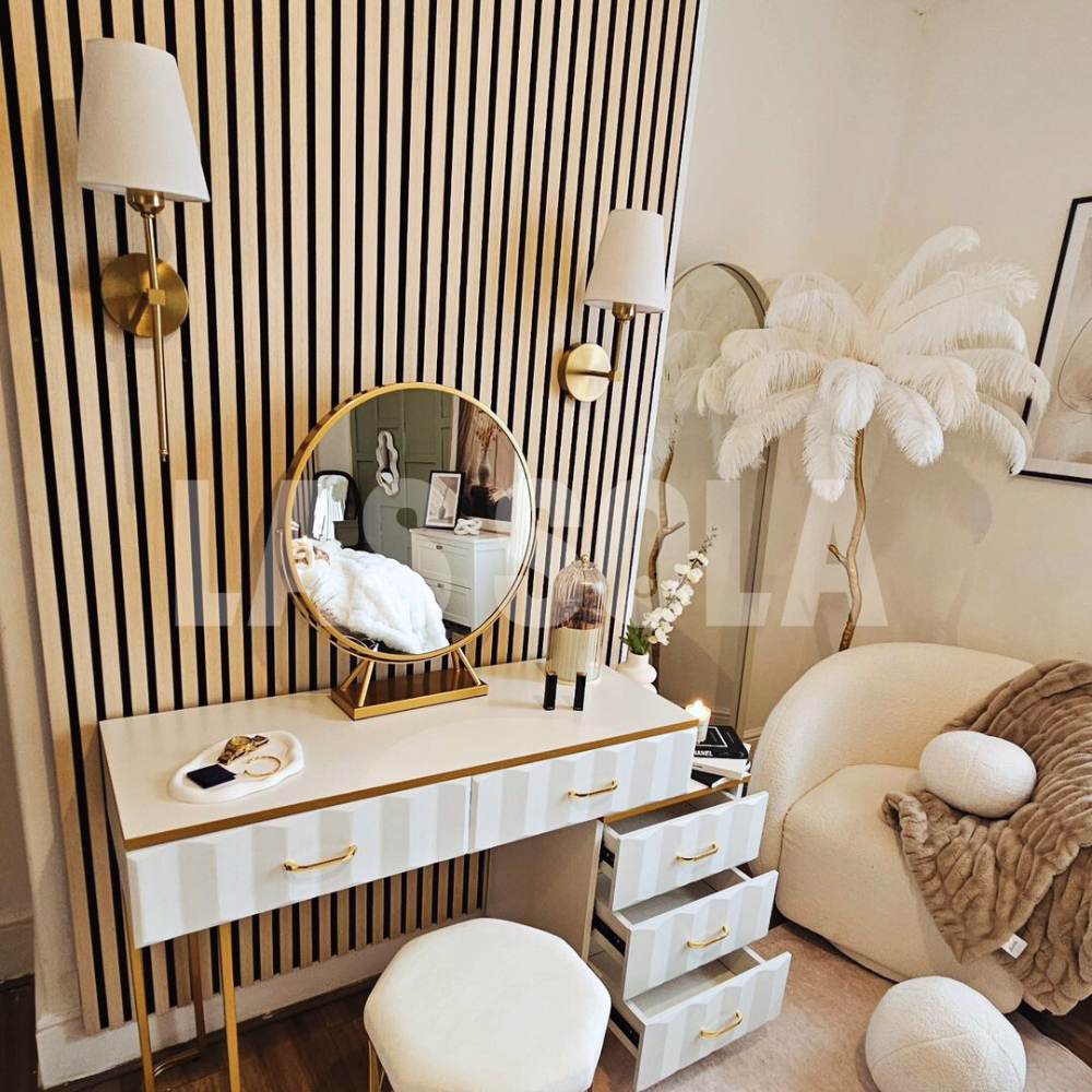 O'Moore Lampadaire Fleur Luxe Plume/Métal Coloré Salon