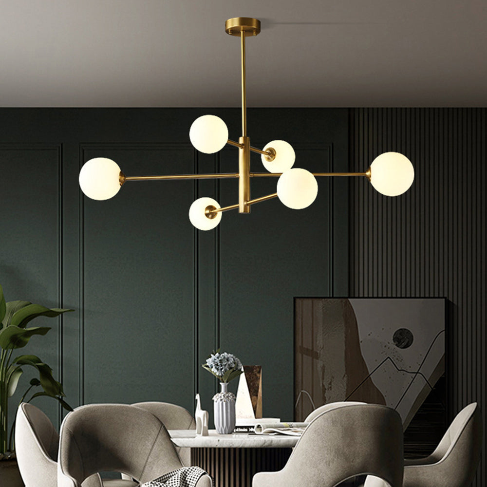 Valentina Lustre Bulle Moderne, Cuivre/Verre, Noir/Cuivre, Salon