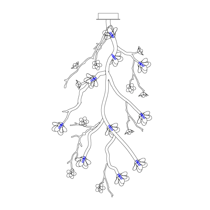 Large Long Branch Flower Chandelier - Blowlighting