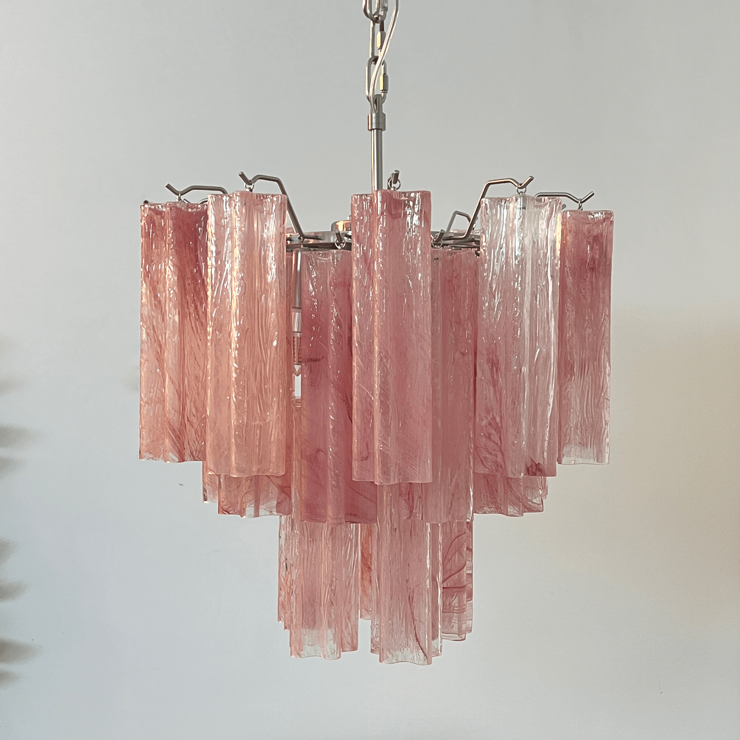 Aurora Chandelier Pink Glass Tubes Layered Modern - Letslighting