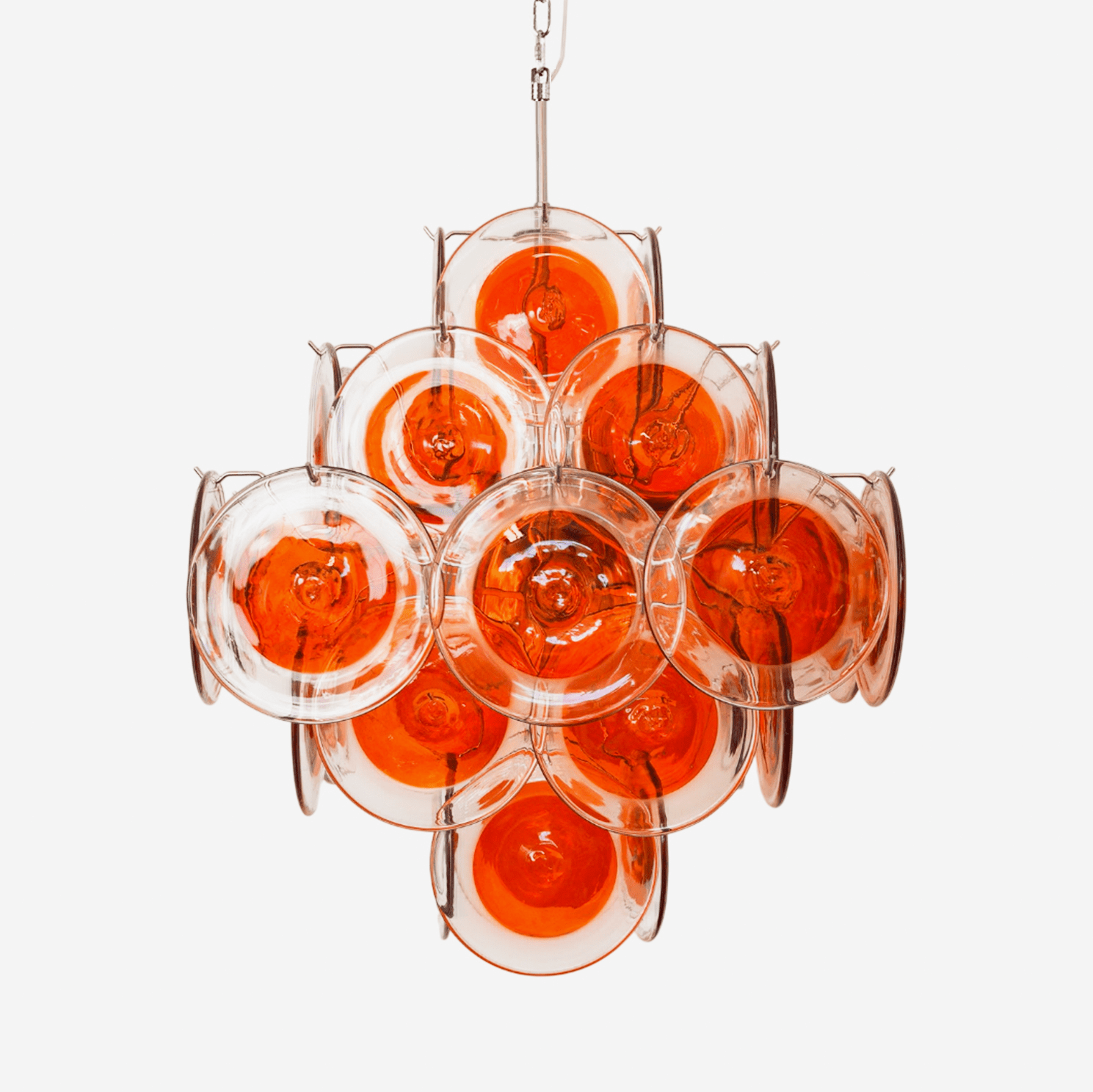 Aurora Chandelier Orange Murano Glass Disc Layered - Letslighting