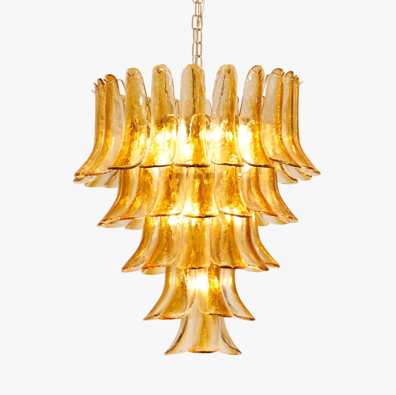 Aurora Chandelier Amber Lily Murano Glass Layered Centerpiece - Letslighting