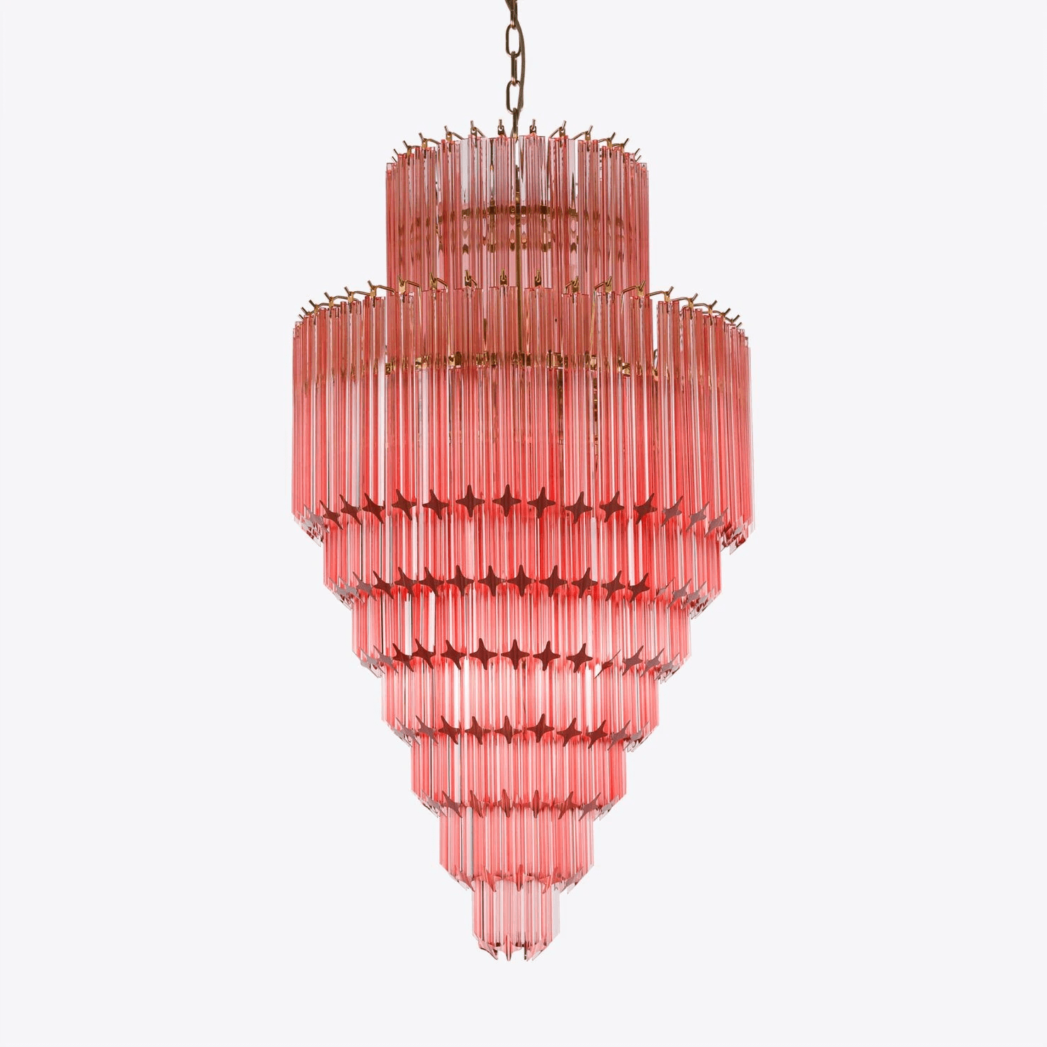 Aurora Chandelier Amber Diamond Glass Layered Retro - Letslighting