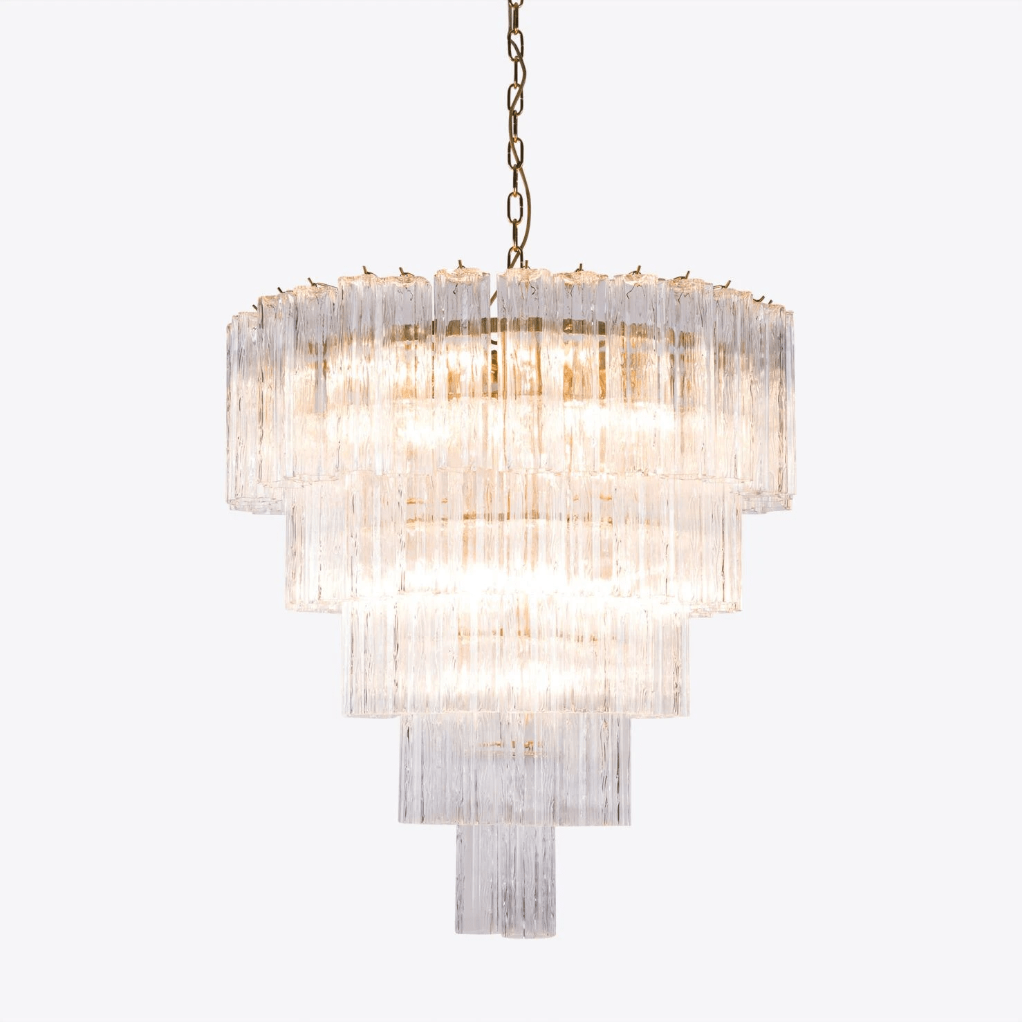 Aurora Chandelier Five Tier Fluted Glass Grande Mid Century - Letslighting
