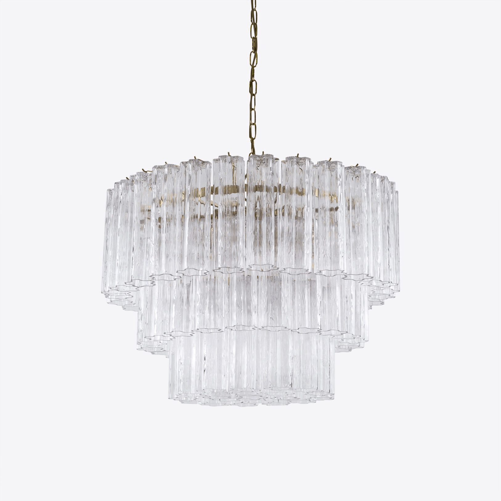 Aurora Chandelier Five Tier Fluted Glass Tube Mid Century - Letslighting