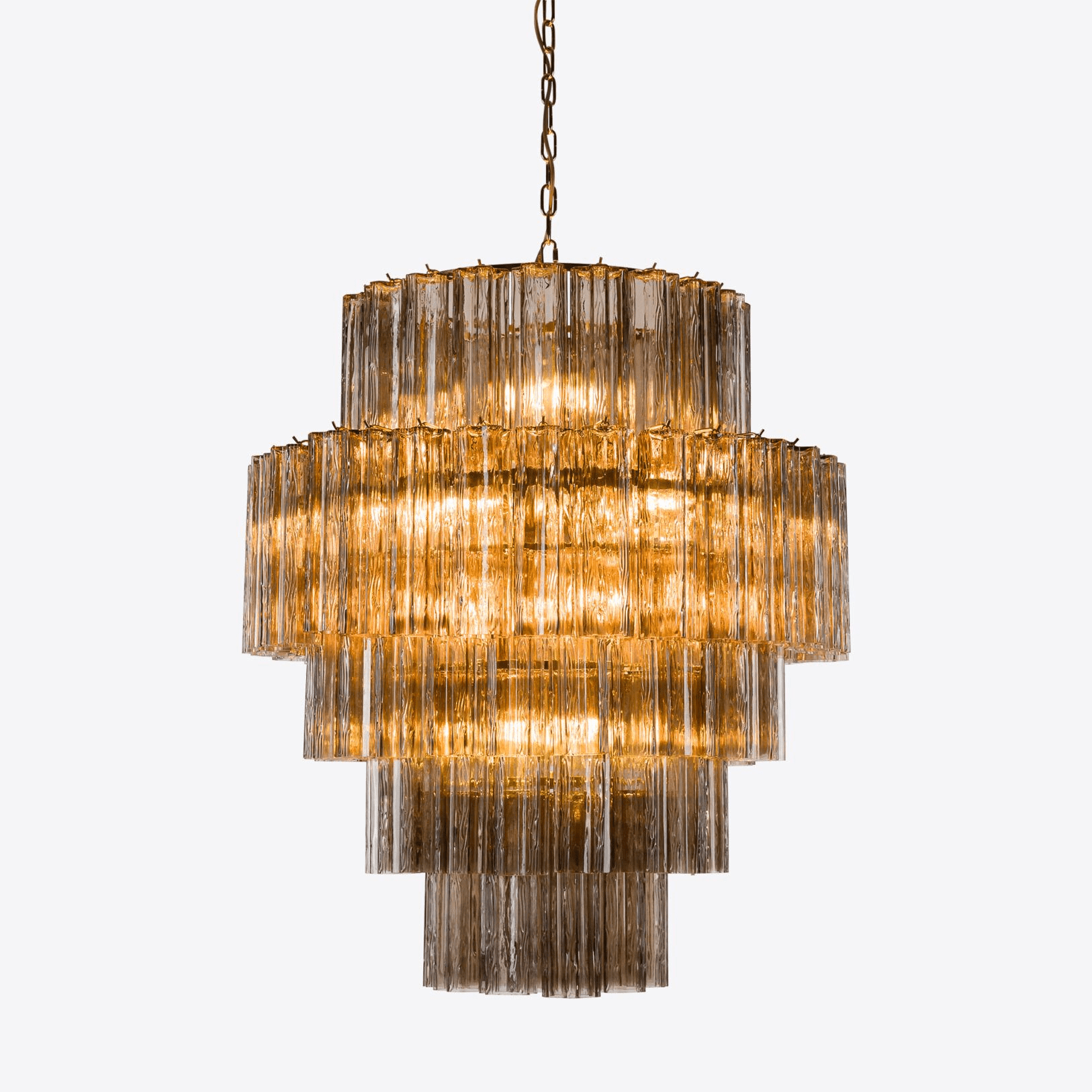 Aurora Chandelier Pink Prism Glass Layered Elegant - Letslighting