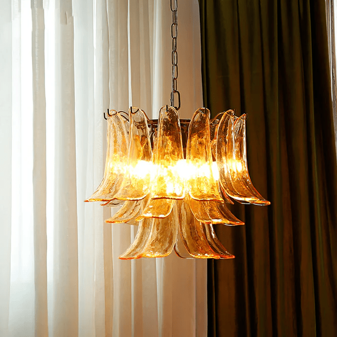 Aurora Chandelier Murano Glass Petals Vintage - Blowlighting