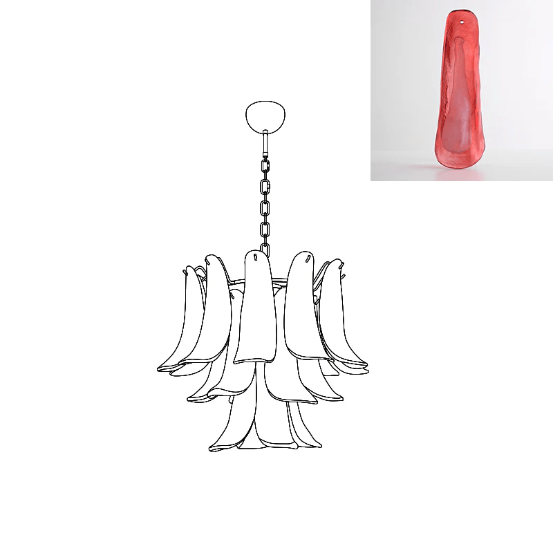 Aurora Chandelier Murano Glass Petals Vintage - Blowlighting