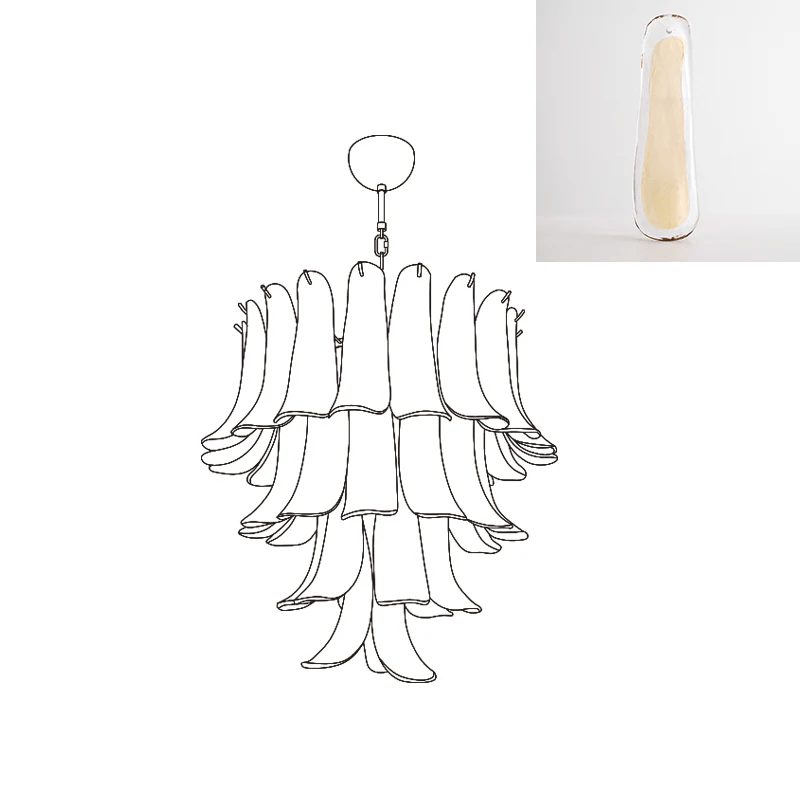 Aurora Chandelier Murano Glass Petals Vintage - Blowlighting