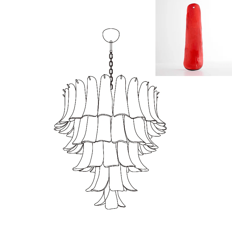 Aurora Chandelier Murano Glass Petals Vintage - Blowlighting