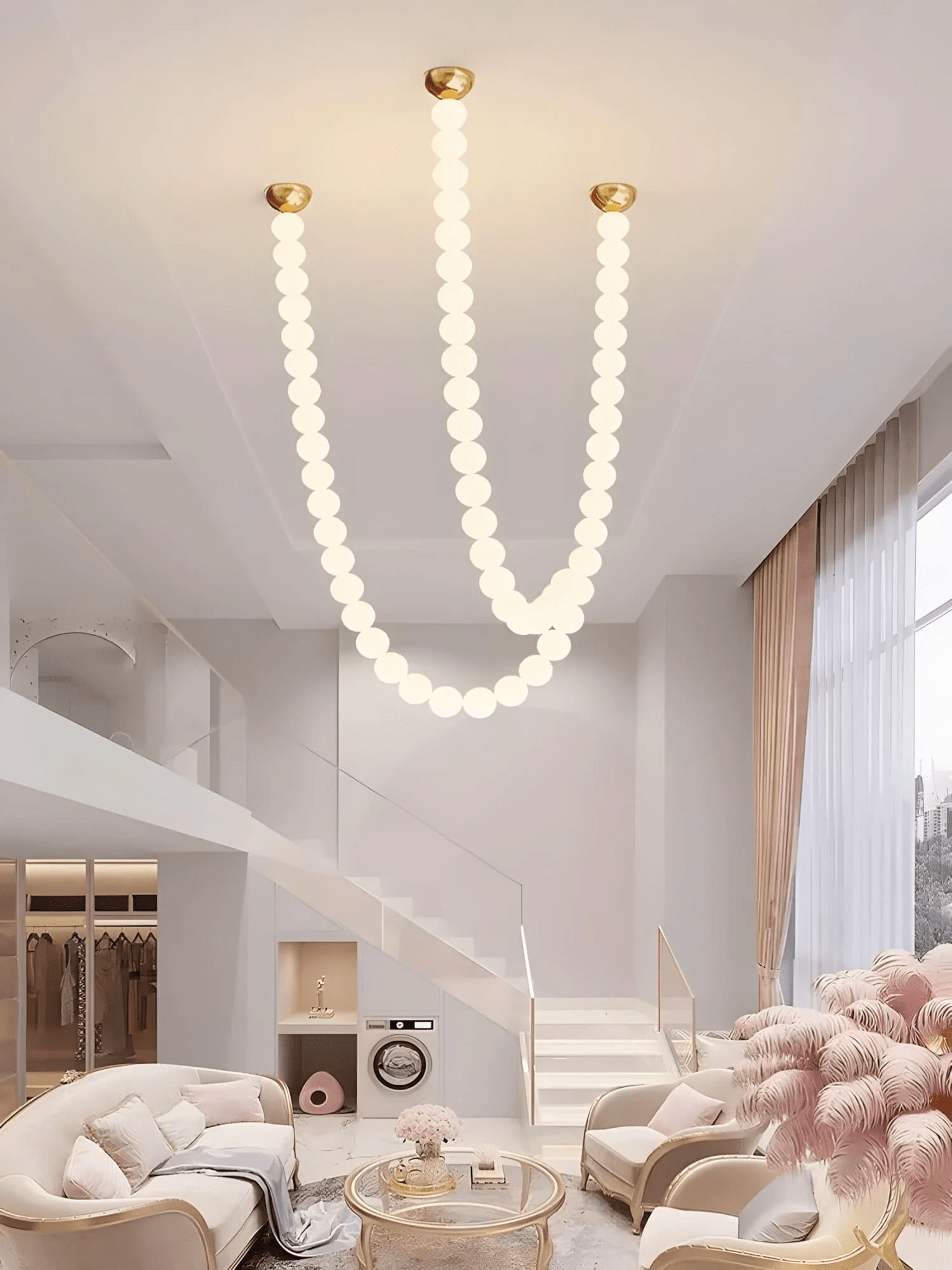 PearlCascade Glass Bead Chandelier - Blowlighting