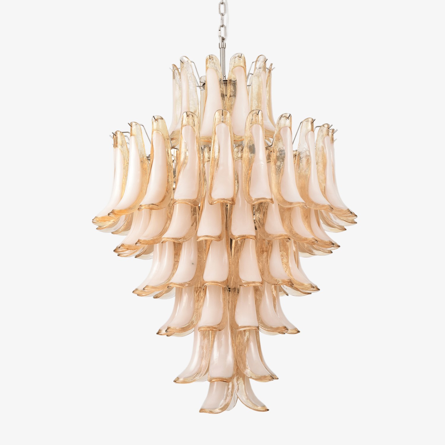 Aurora Chandelier Amber Murano Glass Petal Layered Luxury - Letslighting