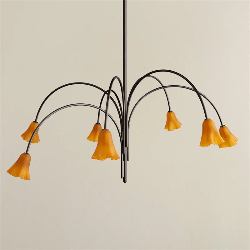 Aurora Chandelier Blossom Petal Glass Arms - Letslighting