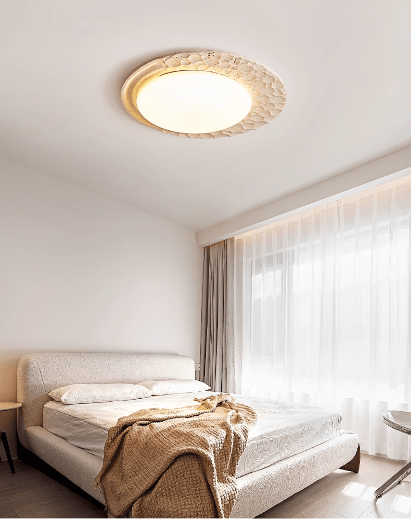 Ivsoris Textured Travertine Ceiling Light - Letslighting