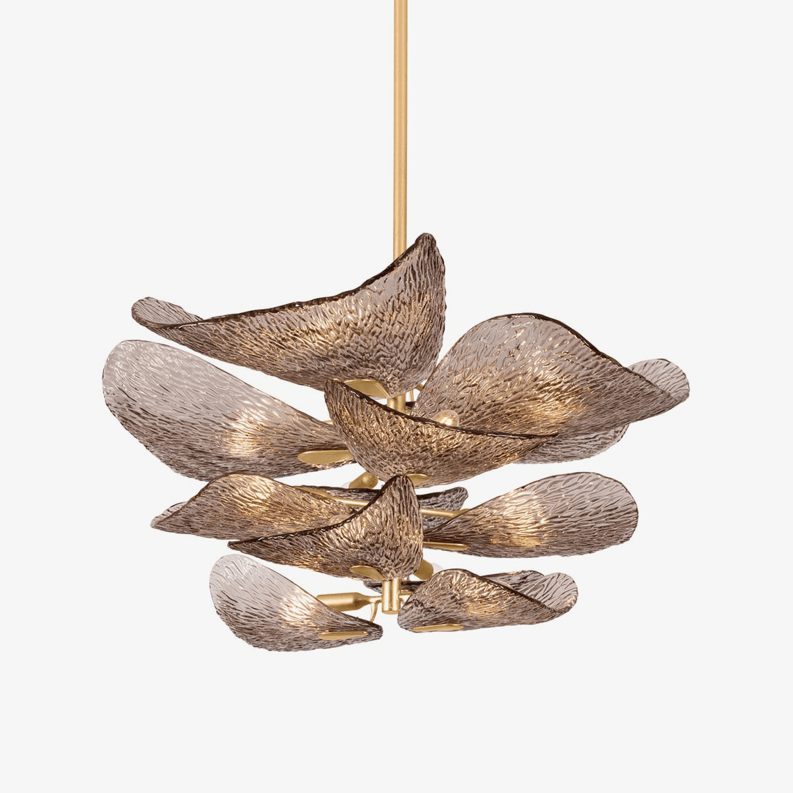 Aurora Chandelier Cardiff Piastra Glass Petal Layered Bronze - Letslighting
