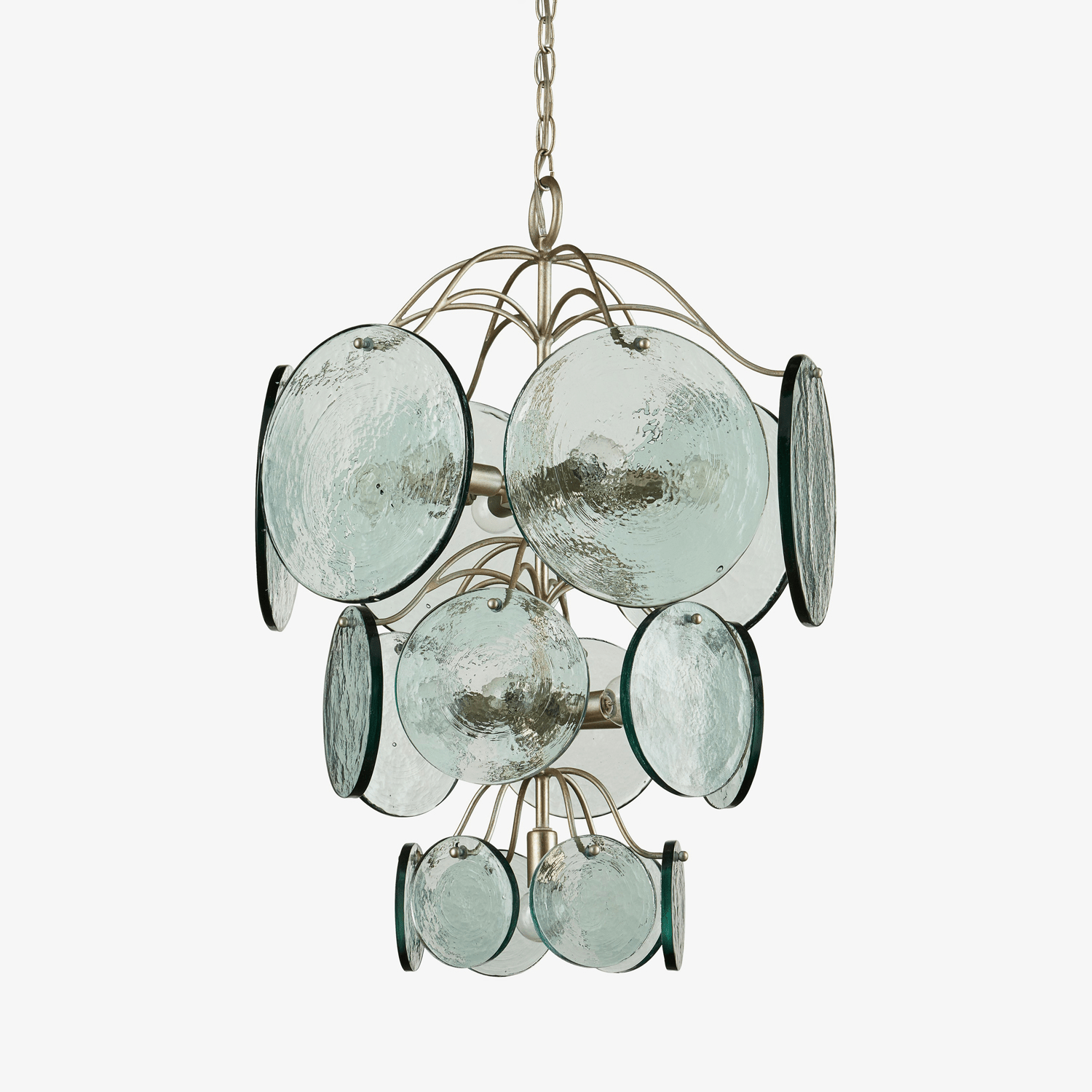 Aurora Chandelier Rovigo Recycled Glass Disc Modern Flowing - Letslighting