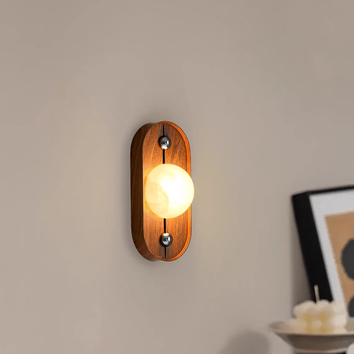 Orlin Alabaster Wood Wall Sconce - Letslighting