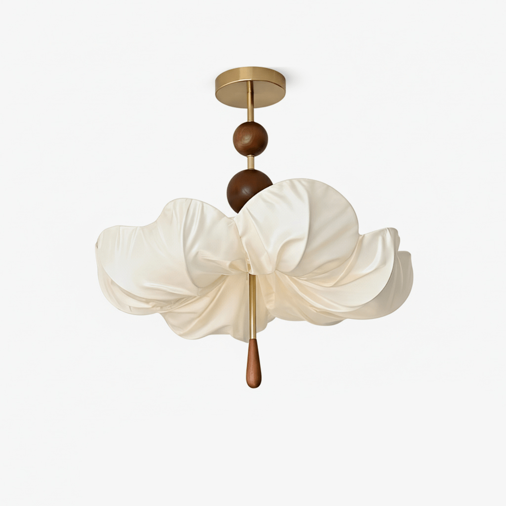 Floralis Artistique Luxe Bois Tissu Plafonnier Lumière