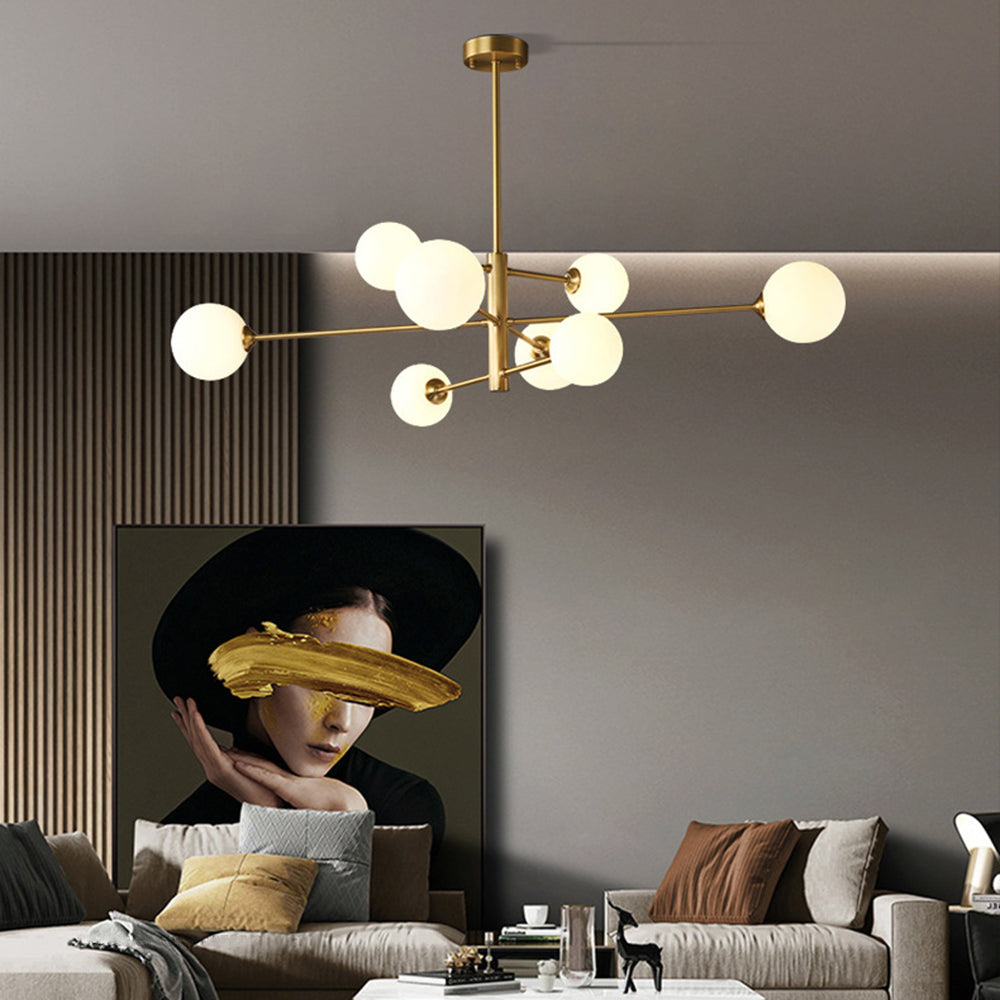 Valentina Lustre Bulle Moderne, Cuivre/Verre, Noir/Cuivre, Salon