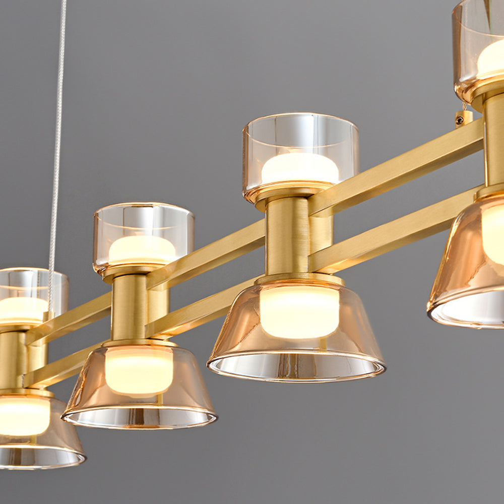 Arisha Suspension Linéaire Simple, Cuivre/Verre, Noir/Or, Salle de Bain/Chambre