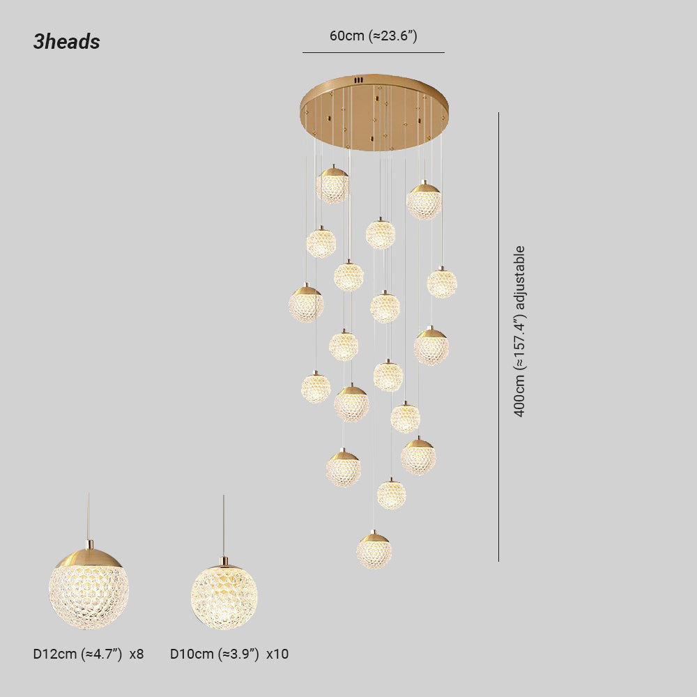 Arisha Luminaires Suspensions Multi/Bulle Moderne Métal/Acrylique Doré Chambre à Coucher