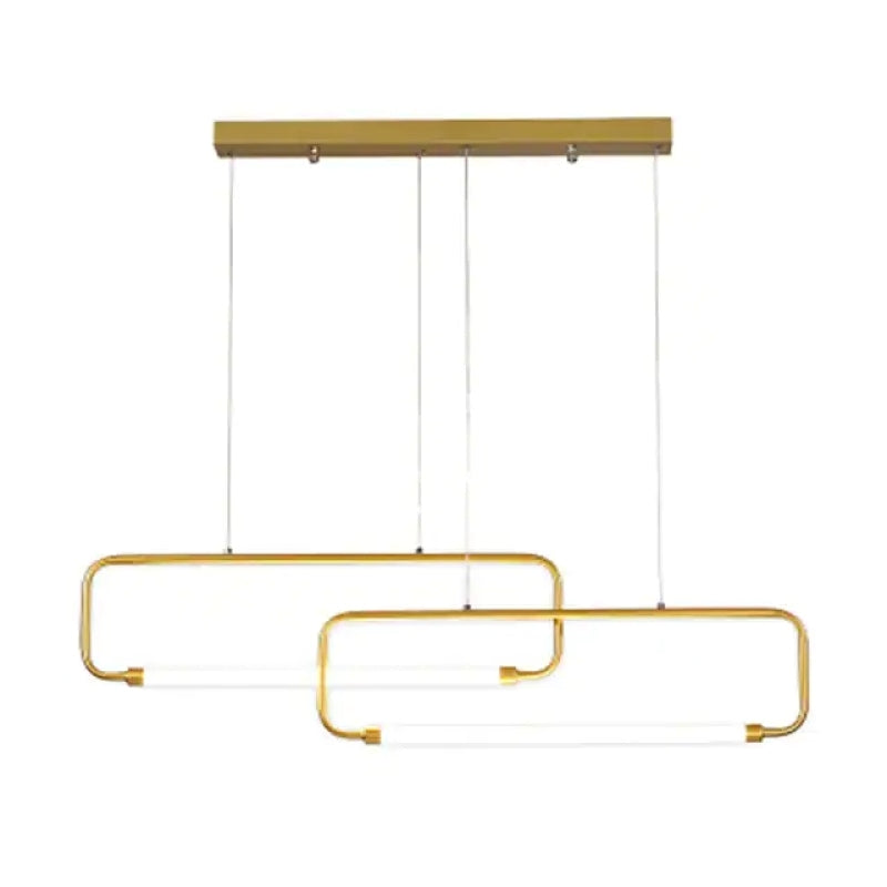 Arisha Suspension Luminaires Rectangulaire LED, Métal, Noir/Or, Salle à Manger