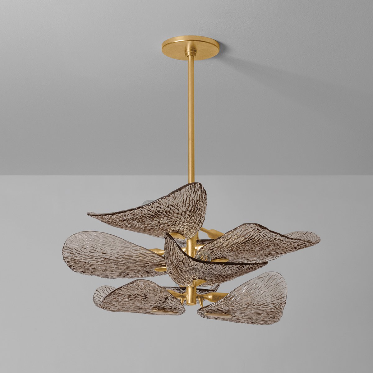 Aurora Chandelier Cardiff Piastra Glass Petal Layered Bronze - Letslighting