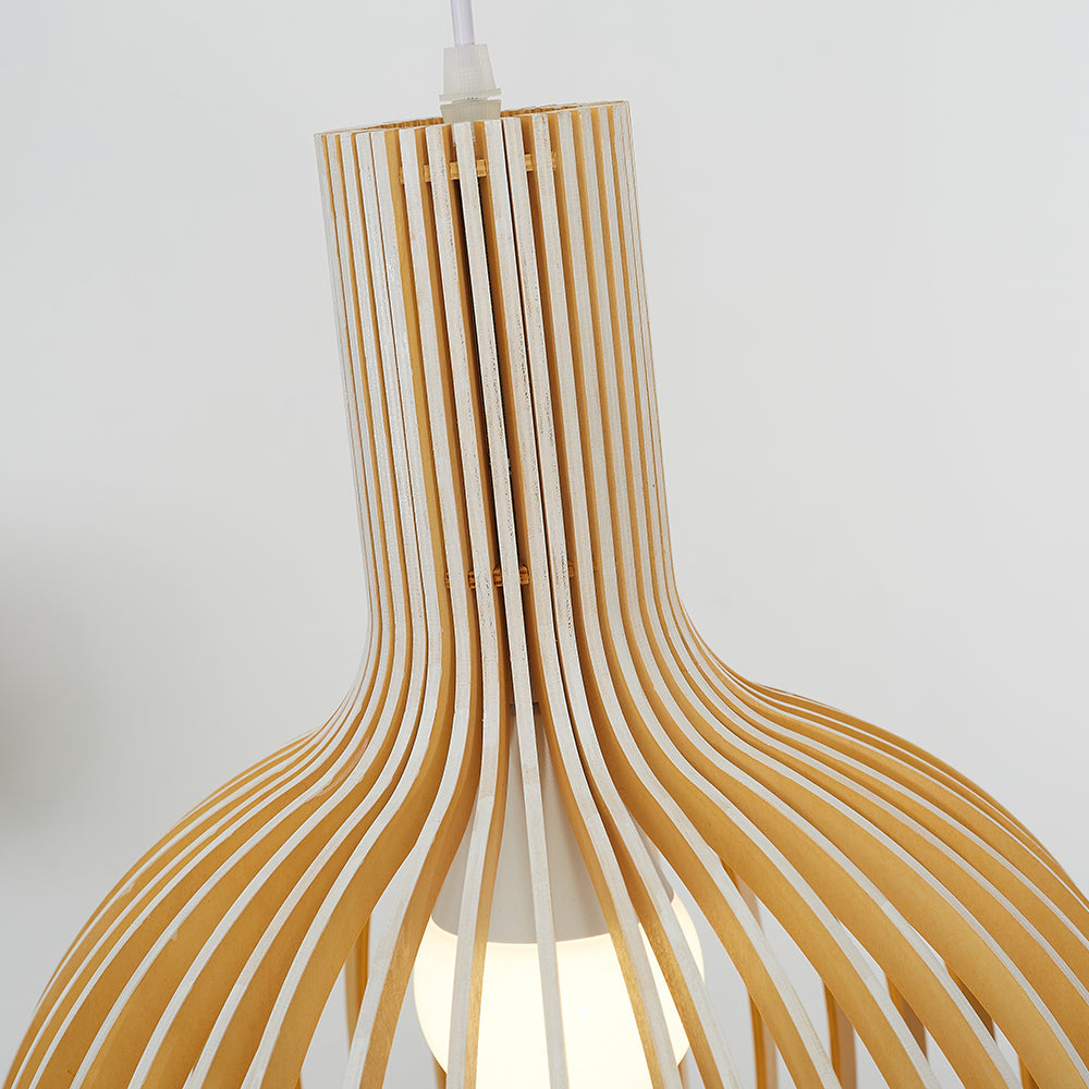 Muto Suspension Design en Bois Sculpté Naturel Salle à Manger