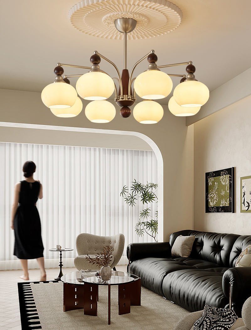 Serenade Moderne Artistique Luxe Verre Bois Lustre