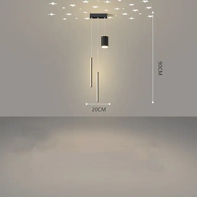 Arisha Luminaires Suspension à Projection de Lune étoile Or/Noir Métal Chambre à coucher/Bar