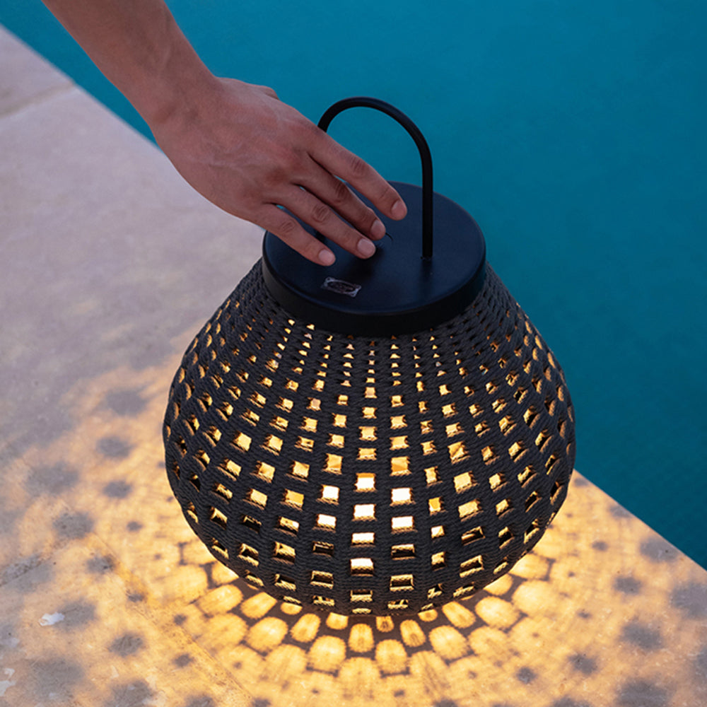 Ritta Vintage Petie LED Lampadaire Brun Métal/Tissu Extérieur