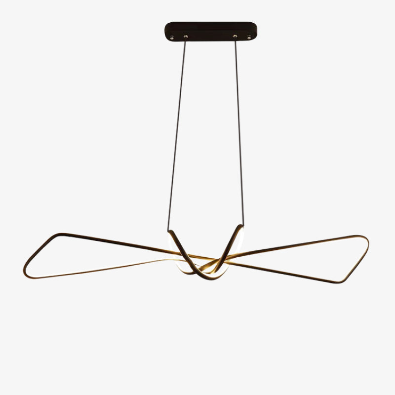 Arisha Suspension Minimalist Geometric Adjustable, Métal, Noir/Or, Salle à Manger
