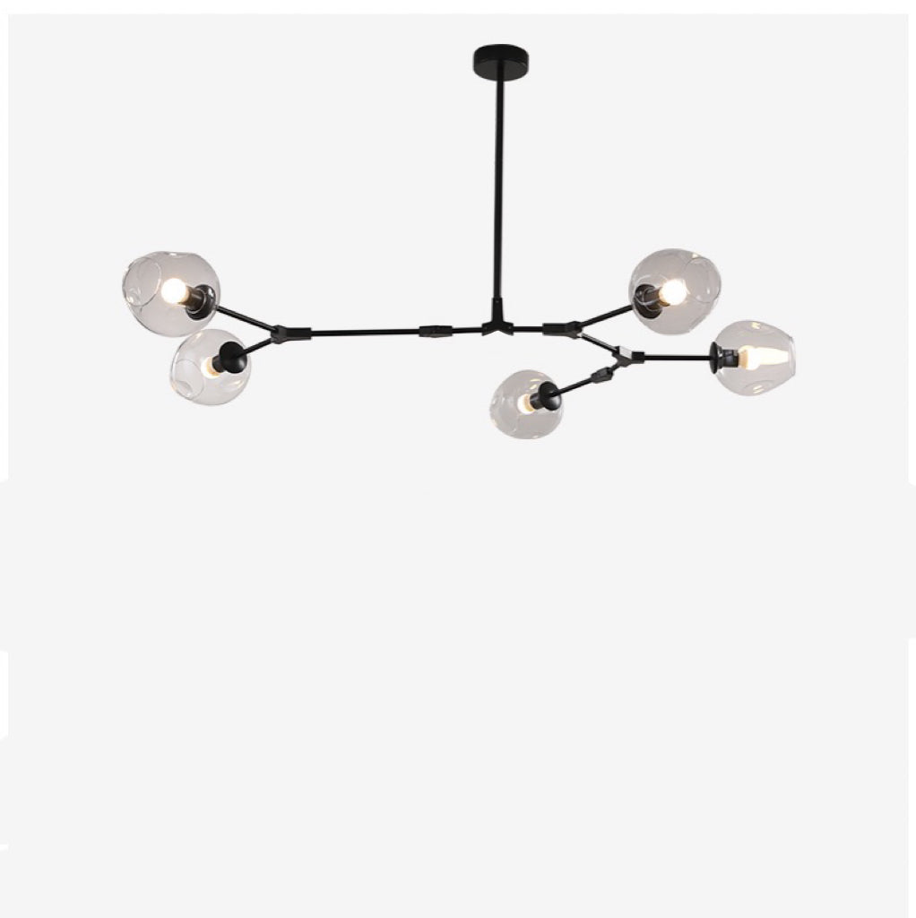Valentina Suspension Nordique, Verre, Noir/Or, Salon