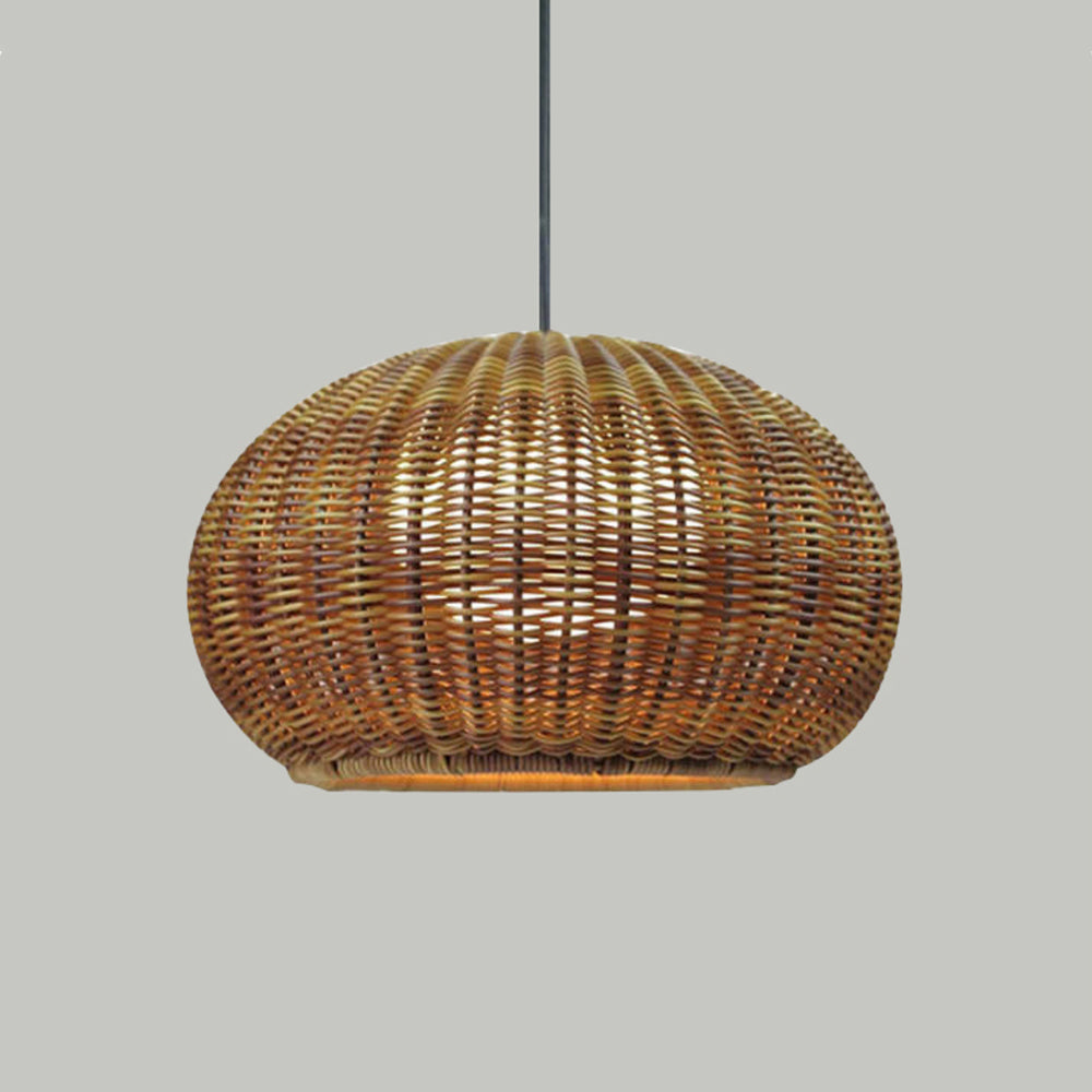 Ritta Moderne LED Suspension Café Beige Métal/Rotin Extérieur
